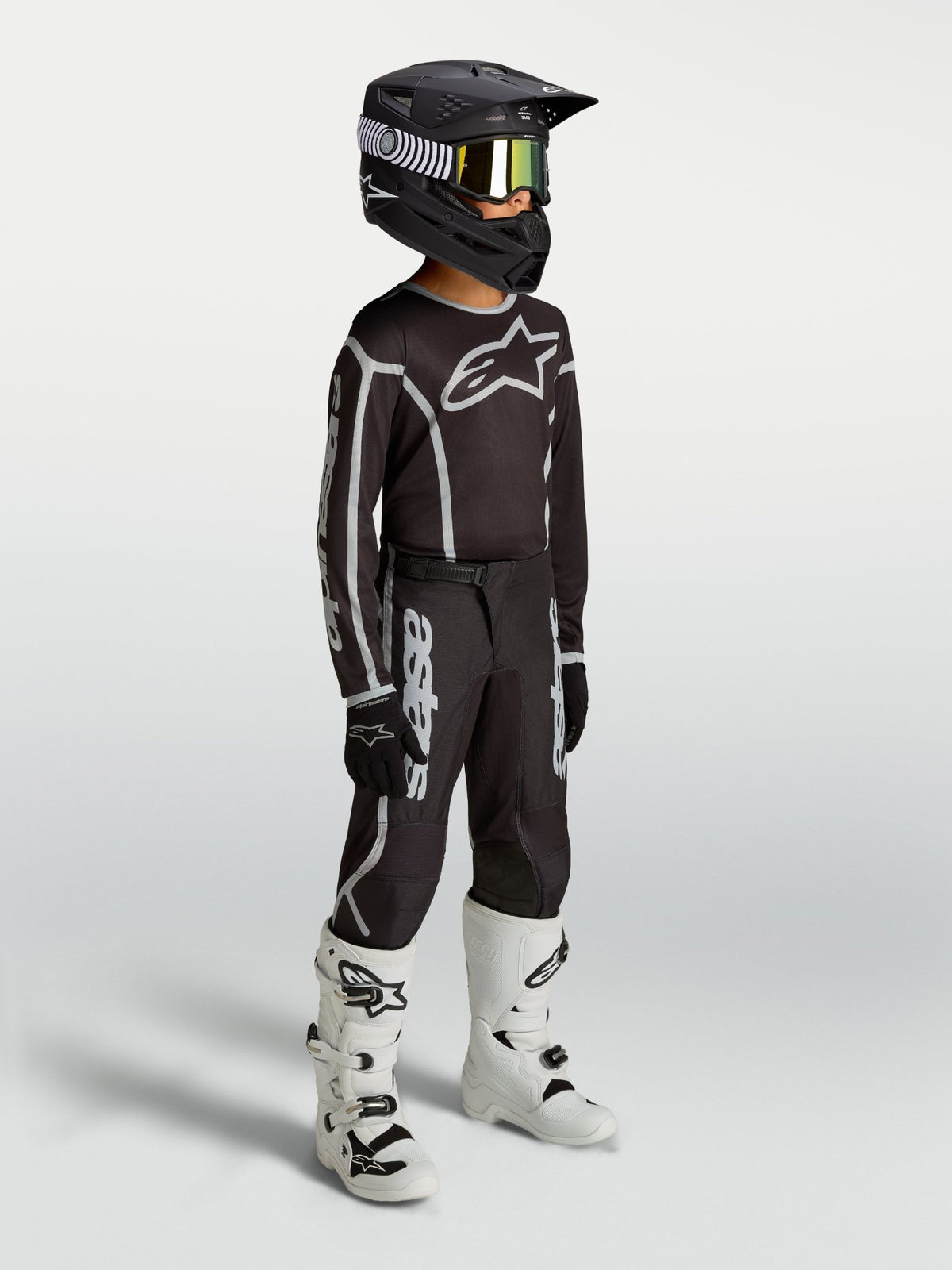 Alpinestars Youth Fluid Apex V2 Jersey 2027 Black Silver - MxProStoreParts