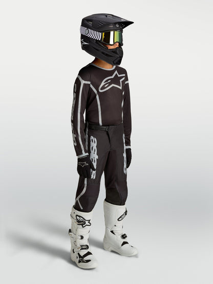 Alpinestars Youth Fluid Apex V2 Jersey 2027 Black Silver - MxProStoreParts
