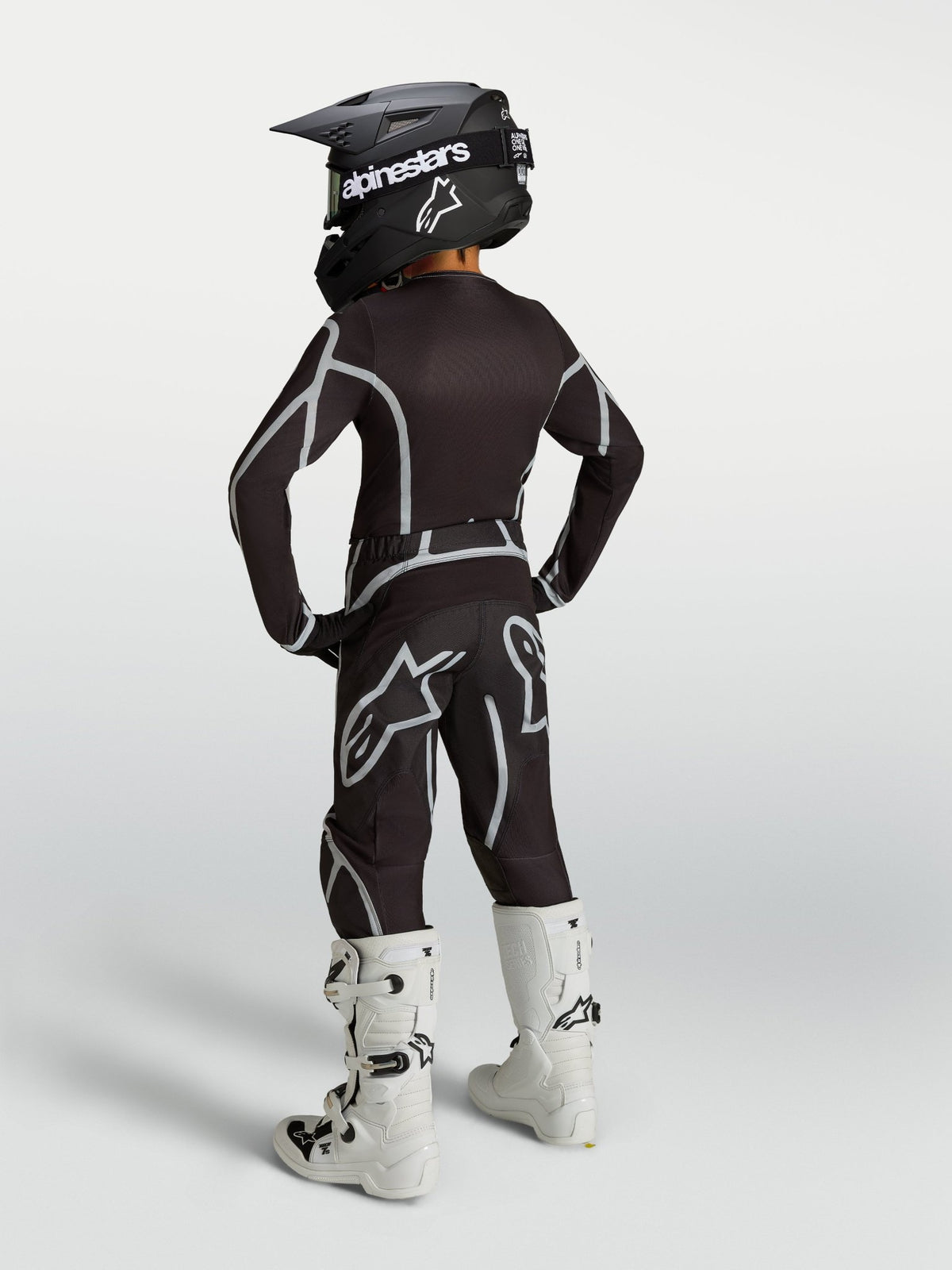 Alpinestars Youth Fluid Apex V2 Jersey 2027 Black Silver - MxProStoreParts