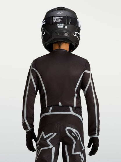 Alpinestars Youth Fluid Apex V2 Jersey 2027 Black Silver - MxProStoreParts