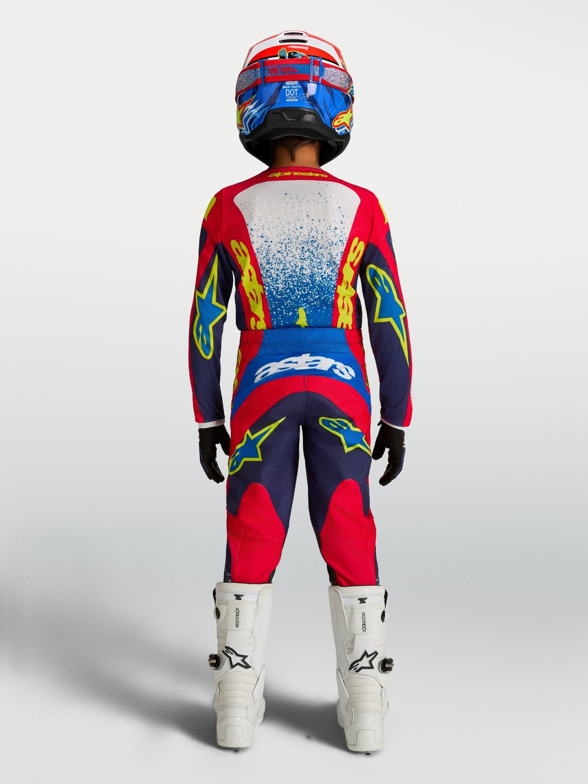 Alpinestars Fluid Drag Jersey para Jóvenes 2027 Azul Marino, Rojo Fuego y Blanco - MxProStoreParts