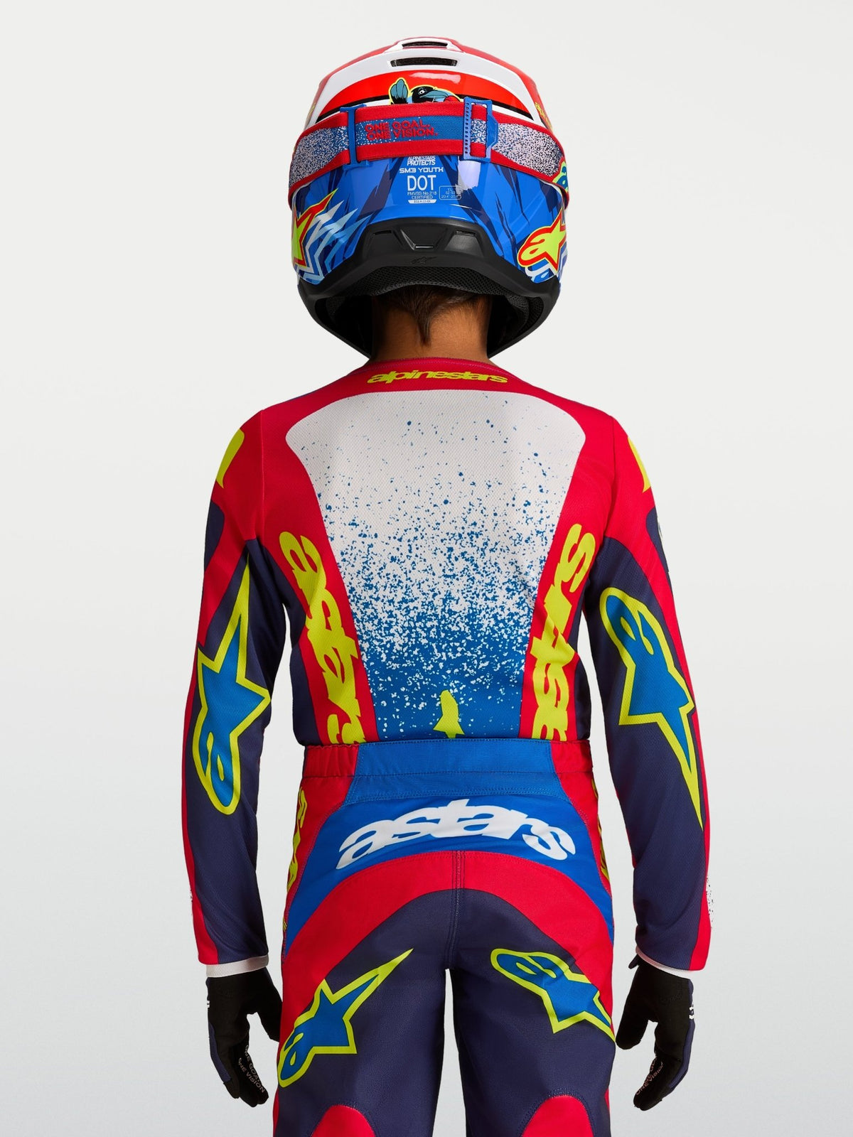 Alpinestars Fluid Drag Jersey para Jóvenes 2027 Azul Marino, Rojo Fuego y Blanco - MxProStoreParts