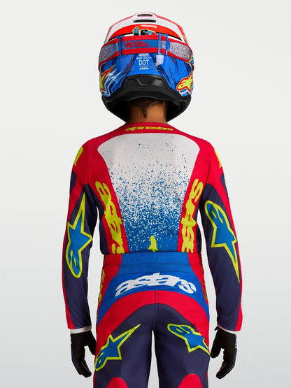 Alpinestars Fluid Drag Jersey para Jóvenes 2027 Azul Marino, Rojo Fuego y Blanco - MxProStoreParts