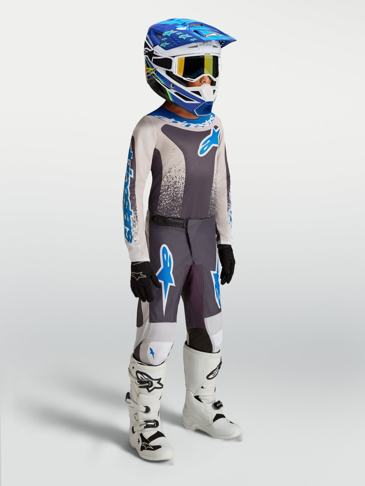 Alpinestars Maillot Fluid Drag 2027 pour enfants – Graystone, Lilas Clair et Bleu Ucla - MxProStoreParts