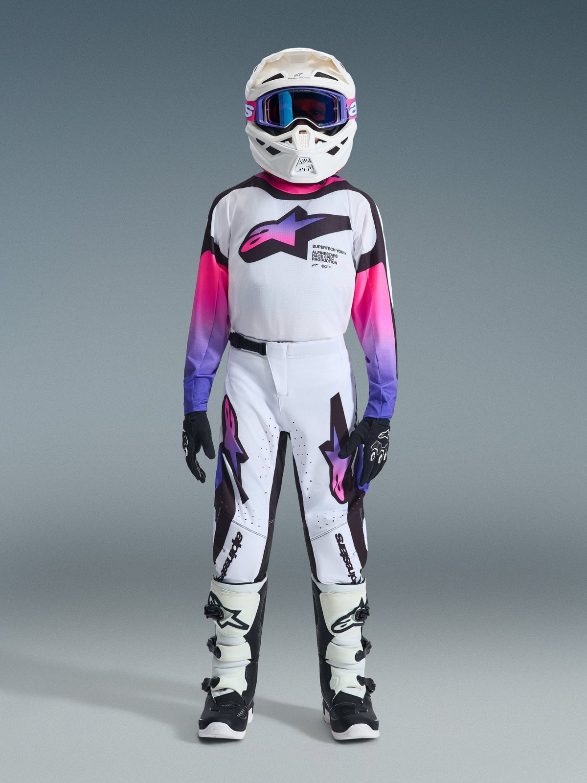 Alpinestars Youth Supertech Vista Jersey 2026 – White Purple Black - MxProStoreParts