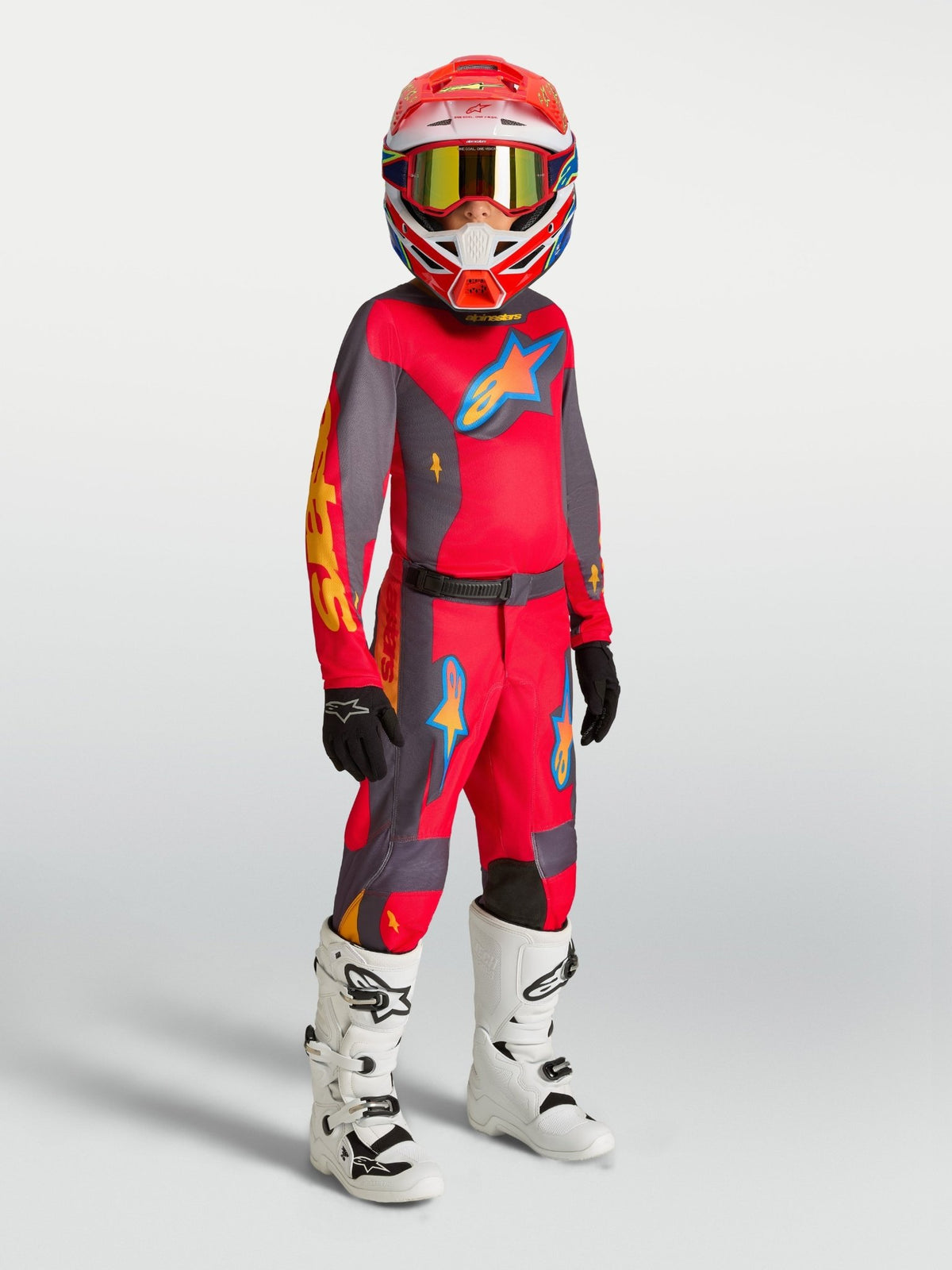 Alpinestars Maillot Fluid Hunt Junior Rouge Feu Graystone Rouge Corail - MxProStoreParts