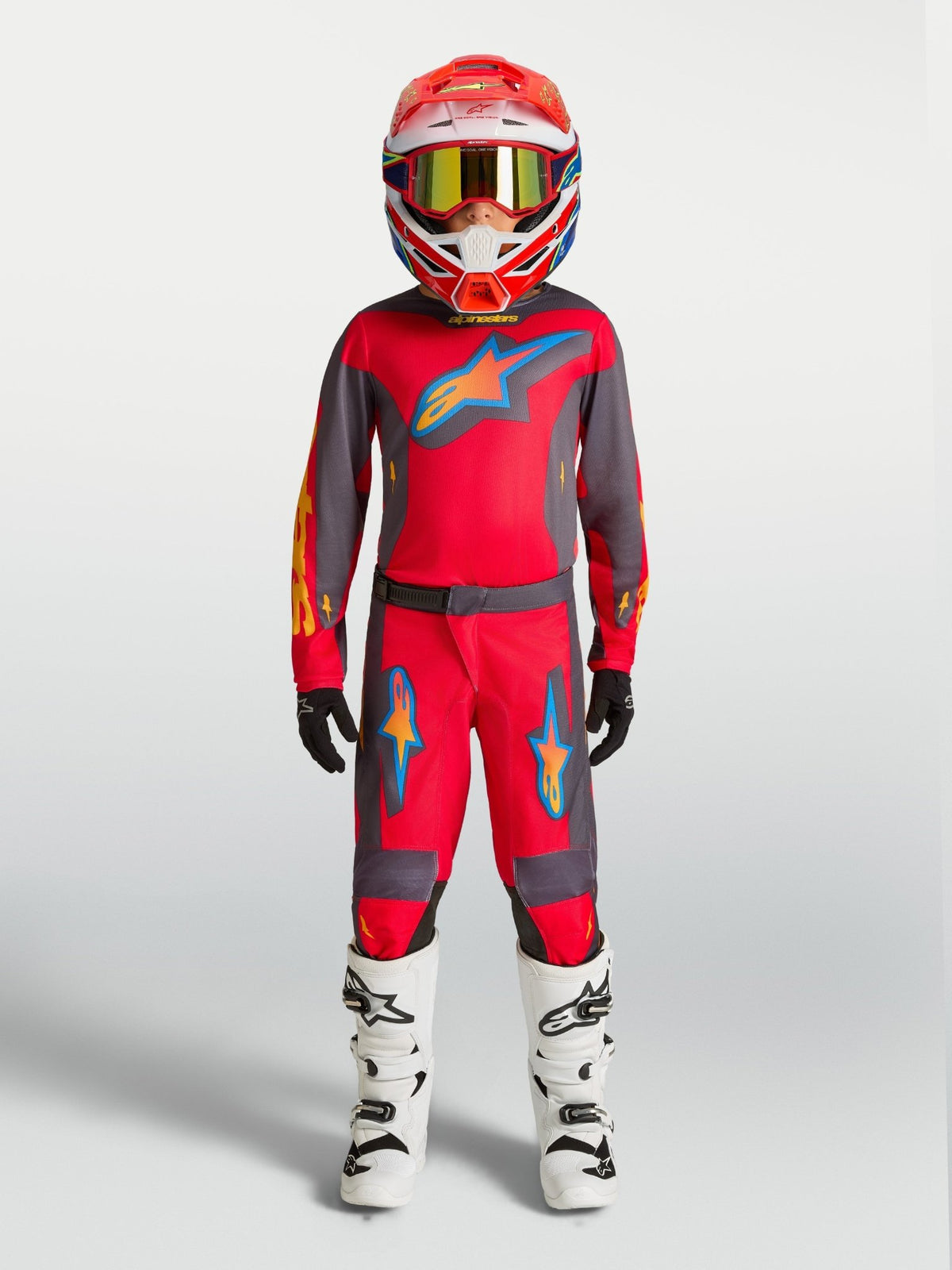 Alpinestars Maillot Fluid Hunt Junior Rouge Feu Graystone Rouge Corail - MxProStoreParts