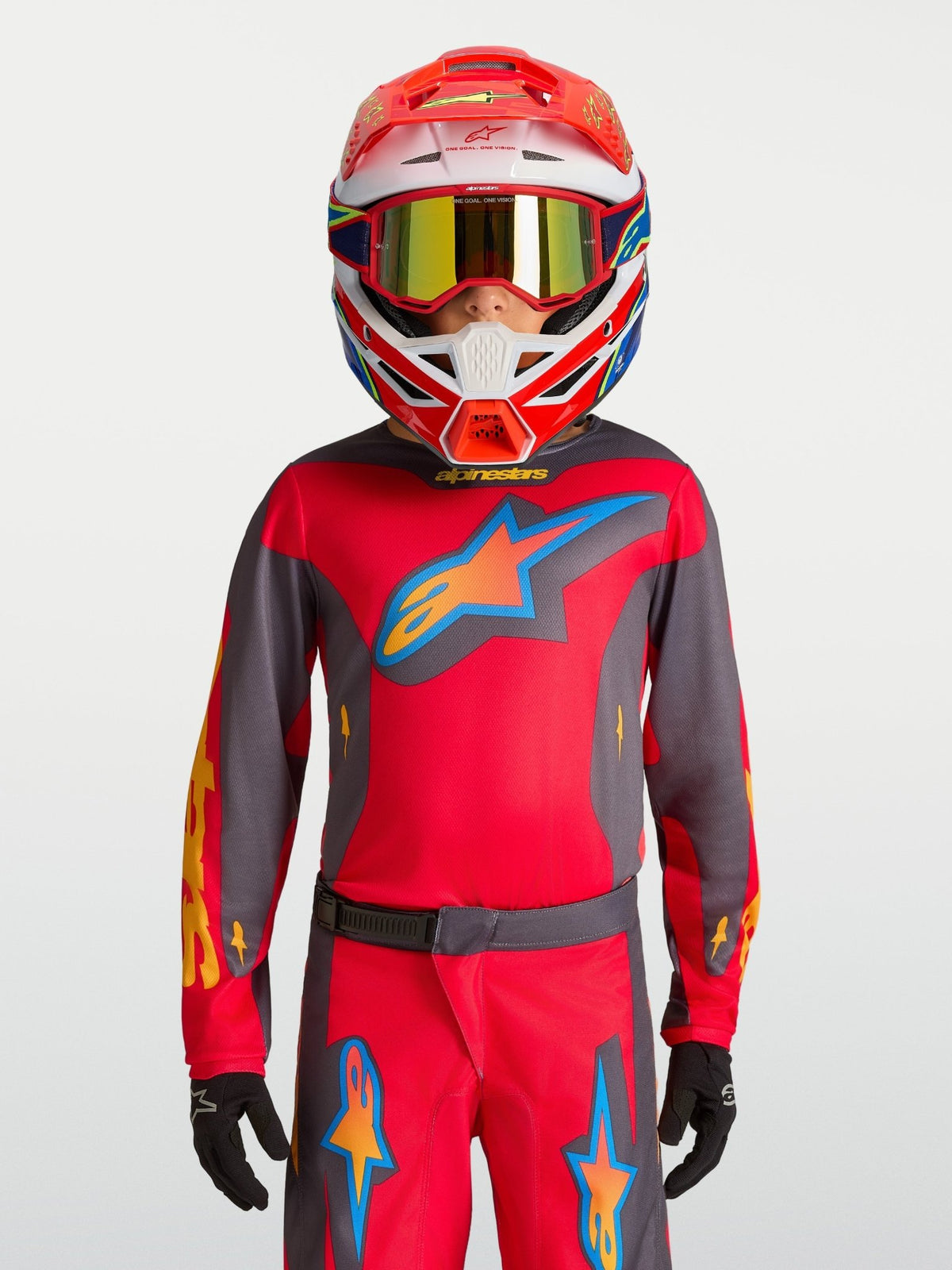 Alpinestars Maillot Fluid Hunt Junior Rouge Feu Graystone Rouge Corail - MxProStoreParts