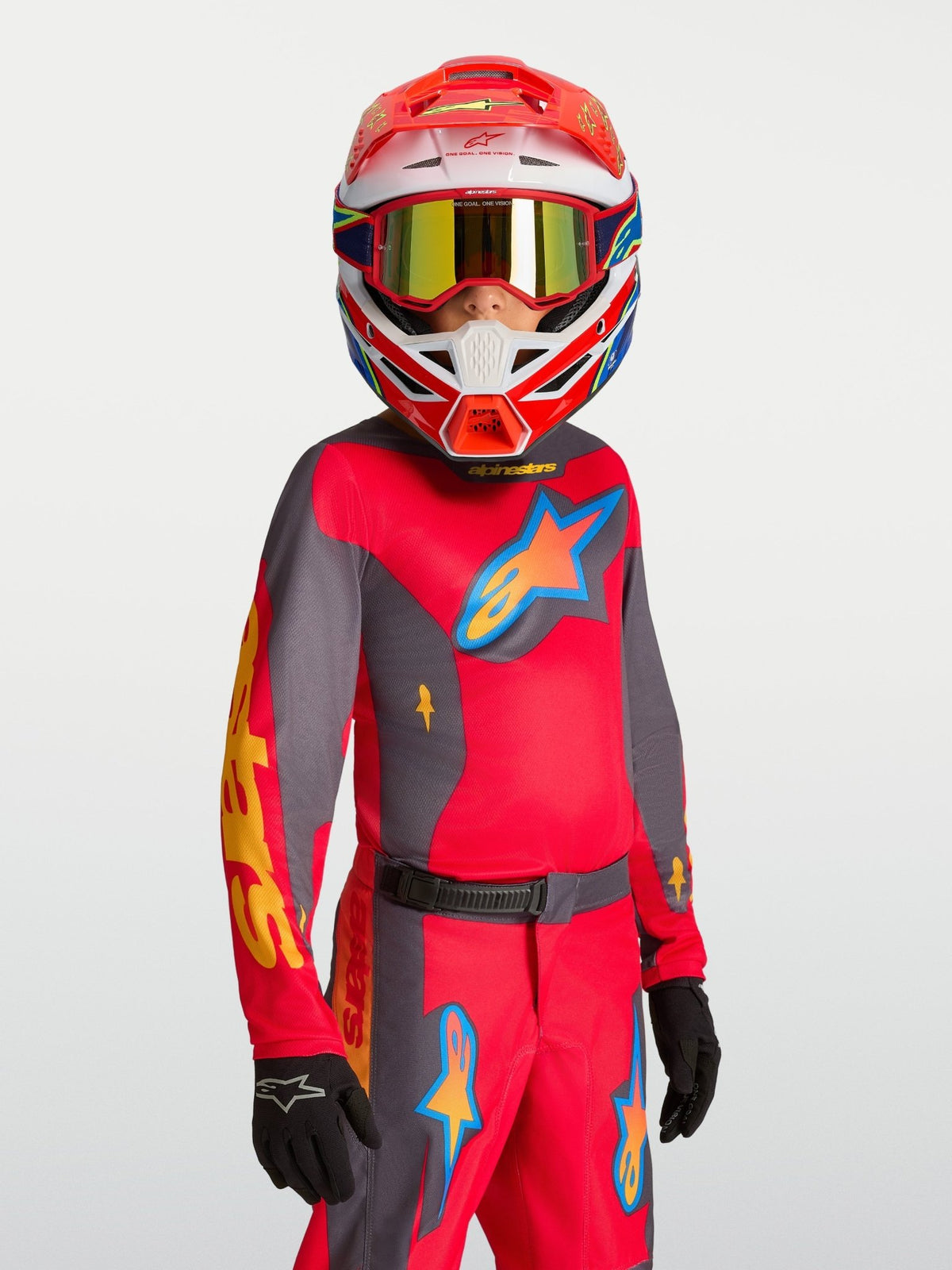 Alpinestars Maillot Fluid Hunt Junior Rouge Feu Graystone Rouge Corail - MxProStoreParts