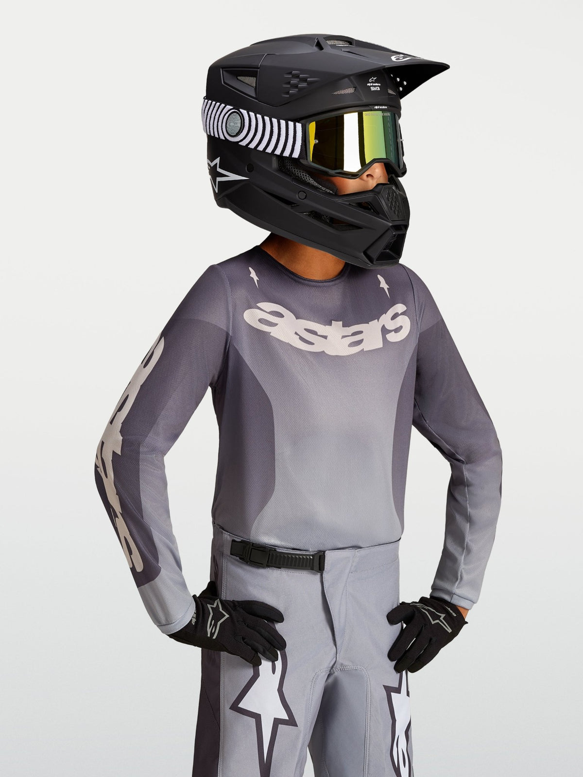 Alpinestars Maillot Fluid Amber pour Enfant Gris Pierre Gris Froid Lilas Clair - MxProStoreParts