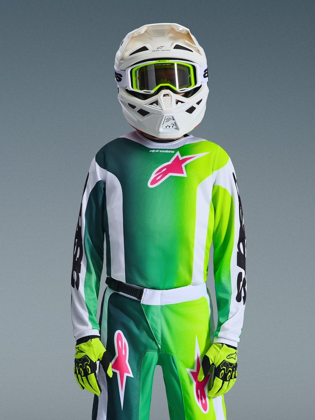 Alpinestars Camiseta Juvenil Fluid Portl 2026 Verde Blanco Negro - MxProStoreParts