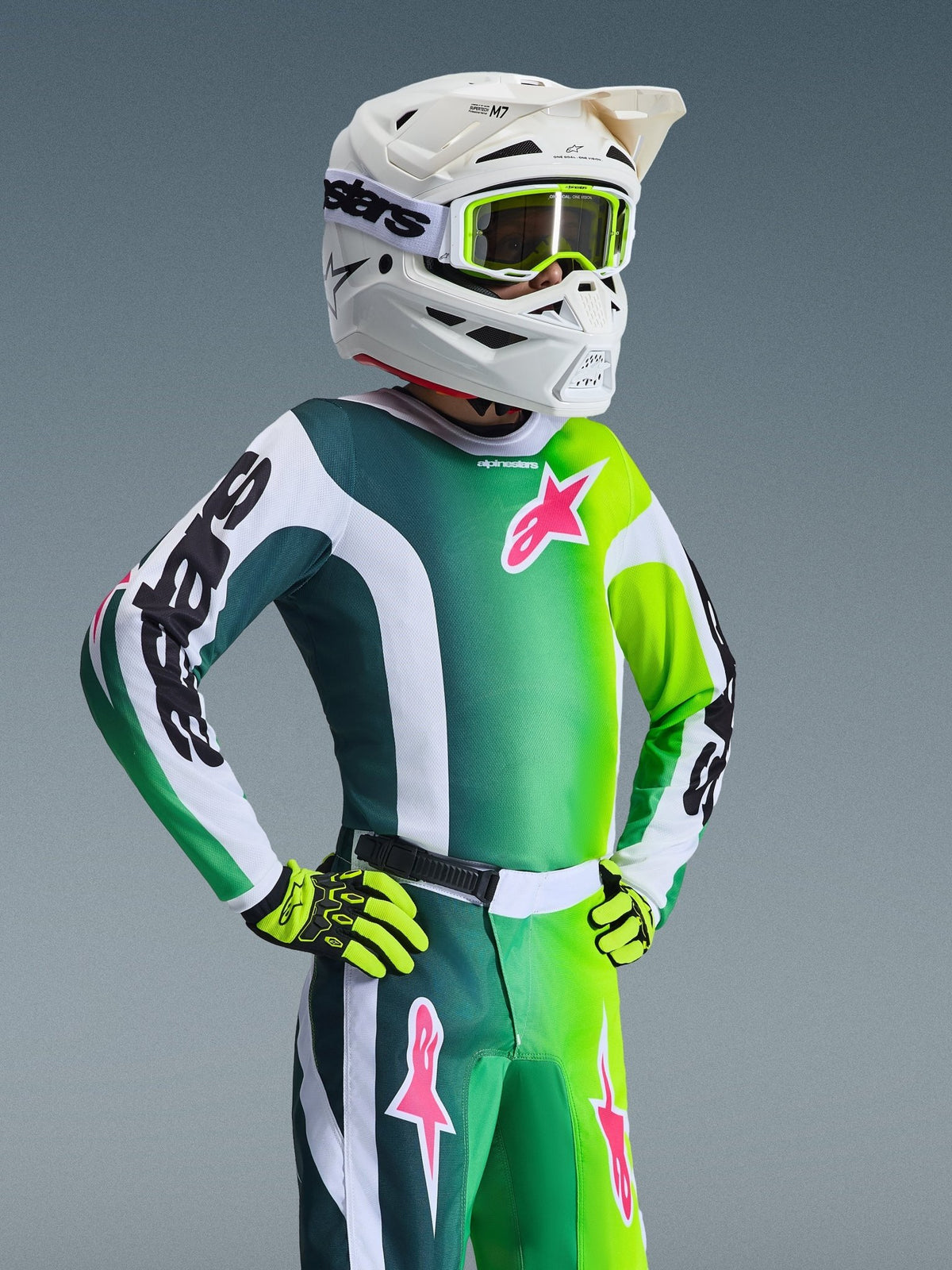 Alpinestars Camiseta Juvenil Fluid Portl 2026 Verde Blanco Negro - MxProStoreParts