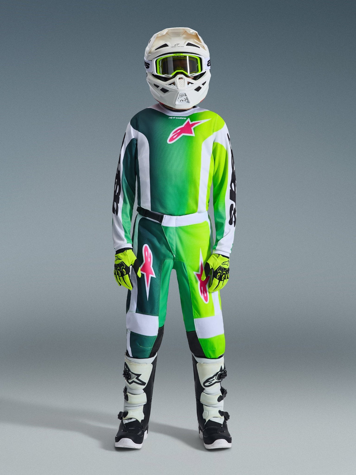 Alpinestars Camiseta Juvenil Fluid Portl 2026 Verde Blanco Negro - MxProStoreParts