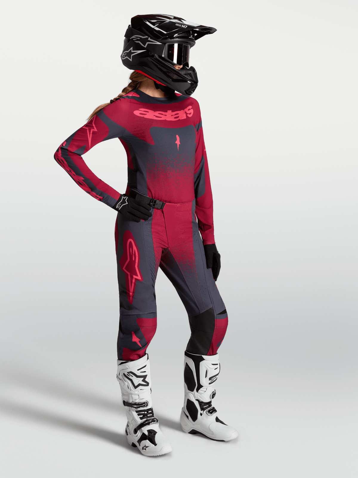Alpinestars Stella Techstar Swan Pantalones 2027 Carmesí Gris Oscuro Rojo - MxProStoreParts