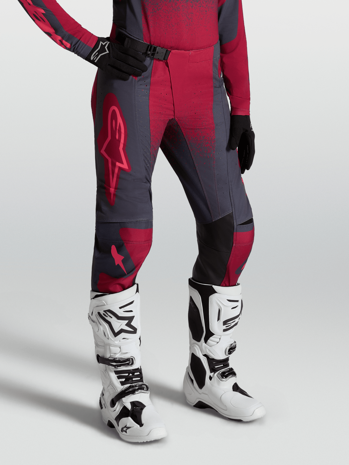 Alpinestars Stella Techstar Swan Pantalones 2027 Carmesí Gris Oscuro Rojo - MxProStoreParts