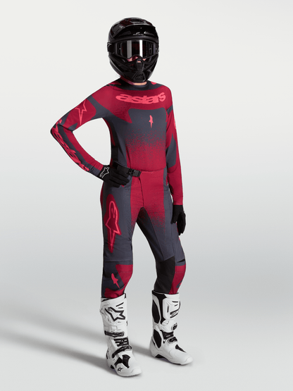 Alpinestars Stella Maillot Techstar Swan 2027 Gris foncé cramoisi et rouge écarlate - MxProStoreParts