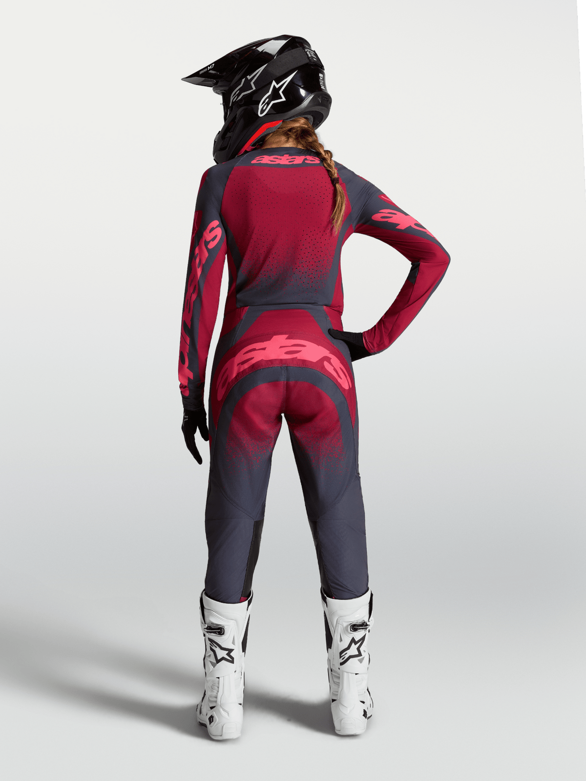 Alpinestars Stella Maillot Techstar Swan 2027 Gris foncé cramoisi et rouge écarlate - MxProStoreParts