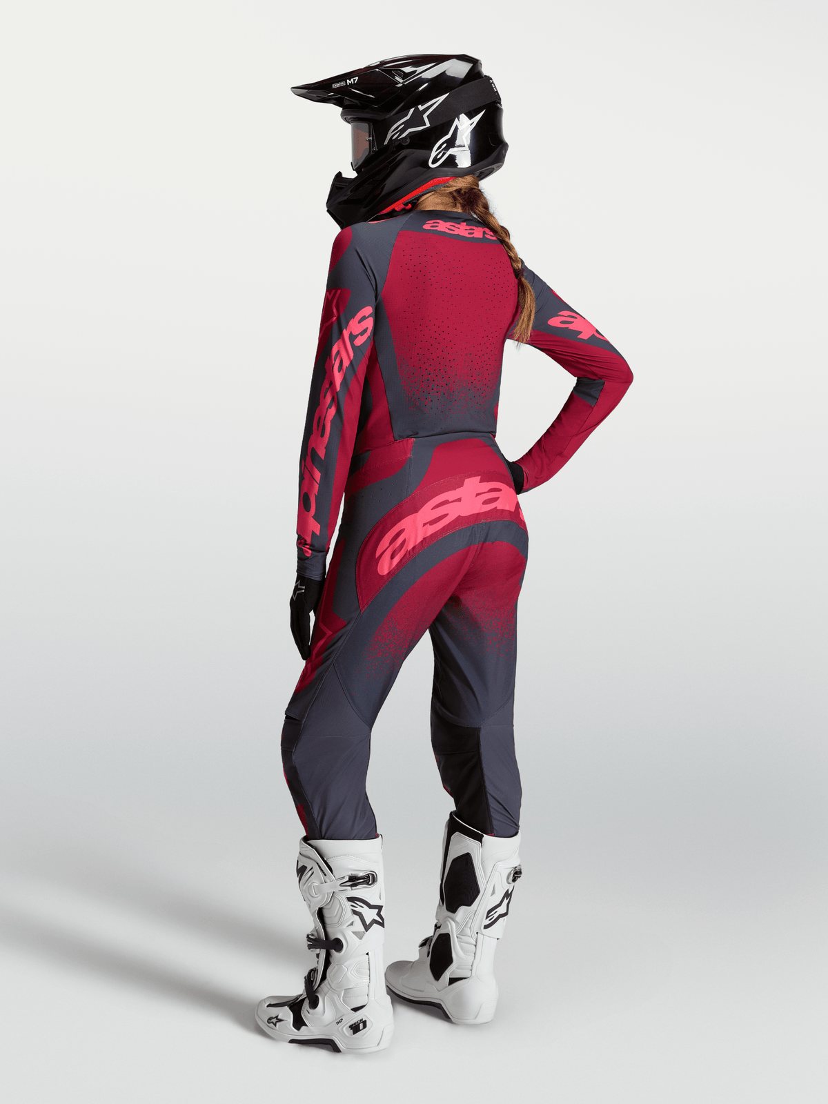 Alpinestars Stella Maillot Techstar Swan 2027 Gris foncé cramoisi et rouge écarlate - MxProStoreParts