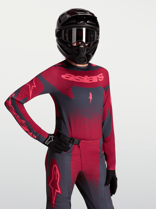 Alpinestars Stella Maillot Techstar Swan 2027 Gris foncé cramoisi et rouge écarlate