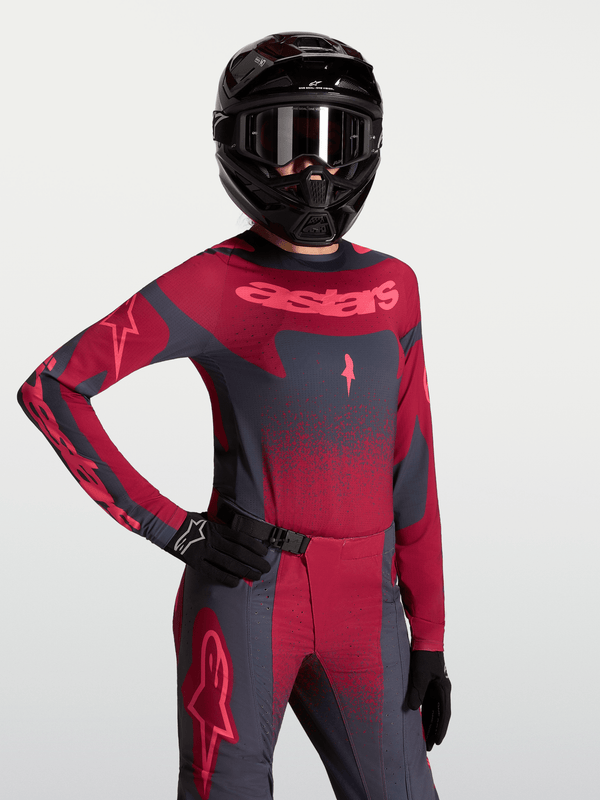 Alpinestars Stella Maillot Techstar Swan 2027 Gris foncé cramoisi et rouge écarlate - MxProStoreParts