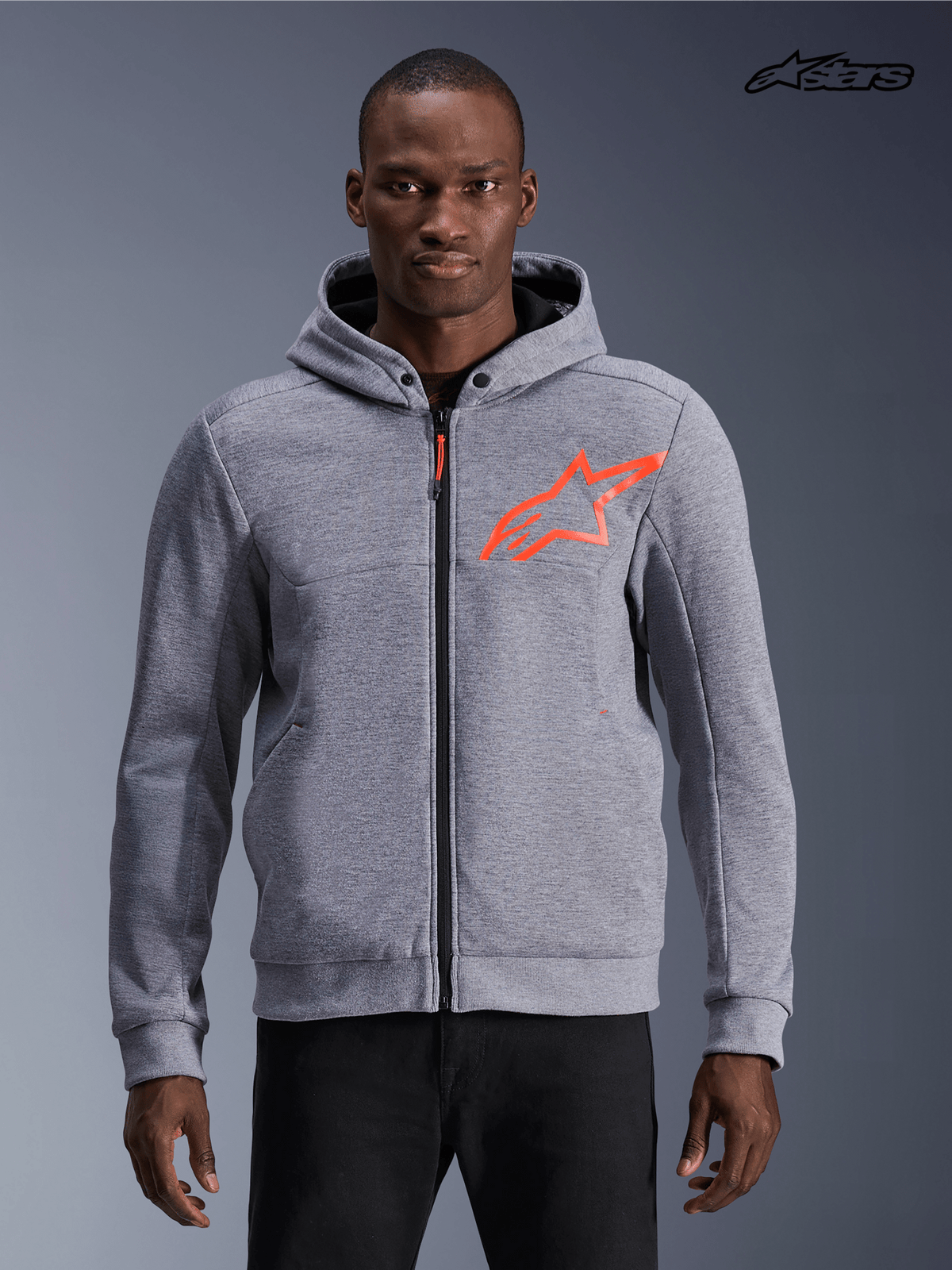 Alpinestars Hoodie Chrome v2 Grijs gemêleerd/rood fluo - MxProStoreParts