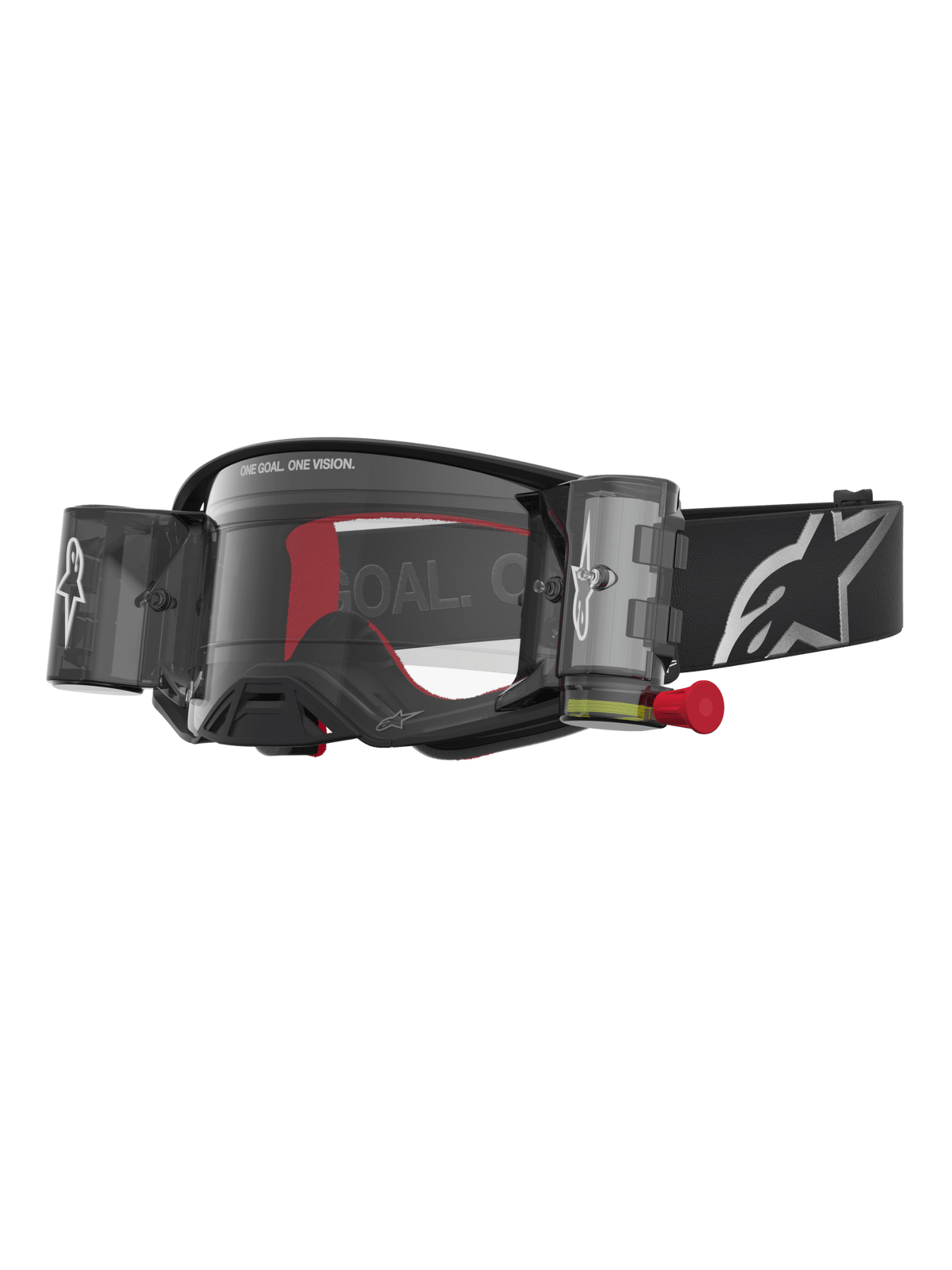 Gafas de seguridad Alpinestars Supertech Firma Roll Off en tonos negro y plata, lente transparente - MxProStoreParts