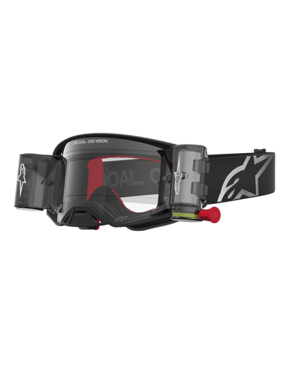 Gafas de seguridad Alpinestars Supertech Firma Roll Off en tonos negro y plata, lente transparente - MxProStoreParts