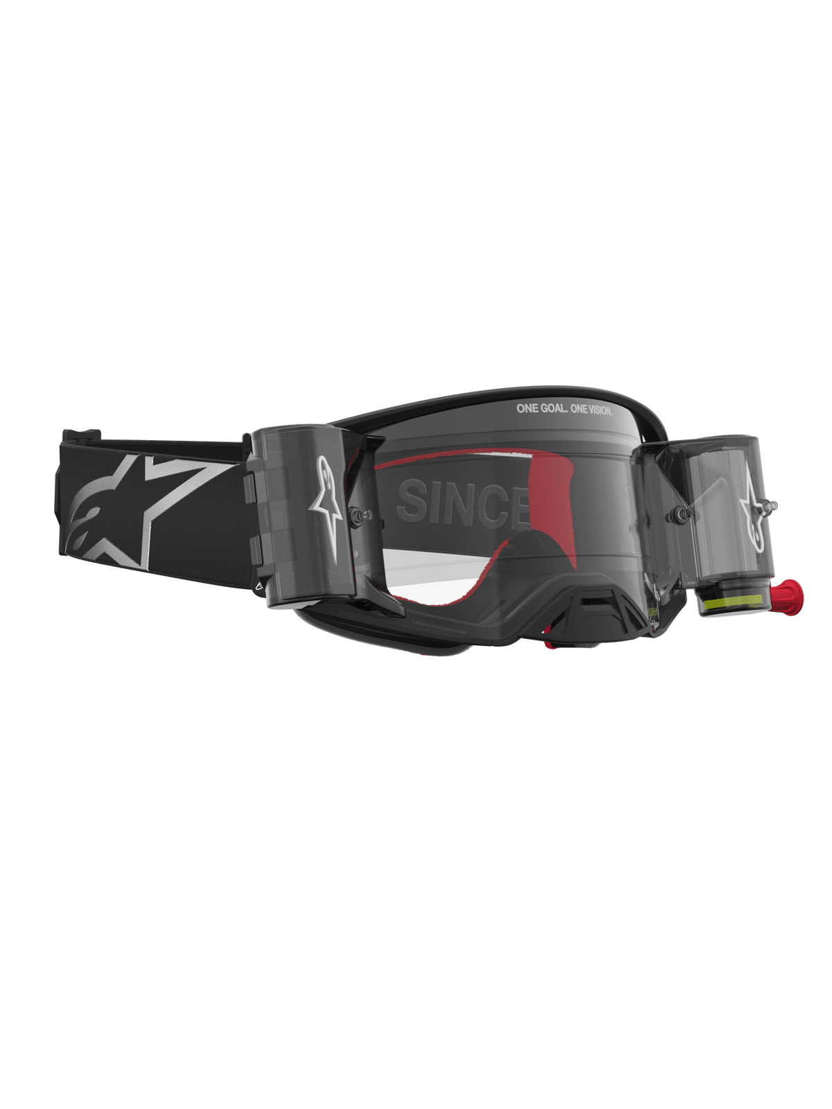Gafas de seguridad Alpinestars Supertech Firma Roll Off en tonos negro y plata, lente transparente - MxProStoreParts