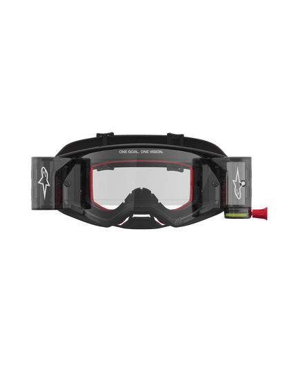 Gafas de seguridad Alpinestars Supertech Firma Roll Off en tonos negro y plata, lente transparente - MxProStoreParts