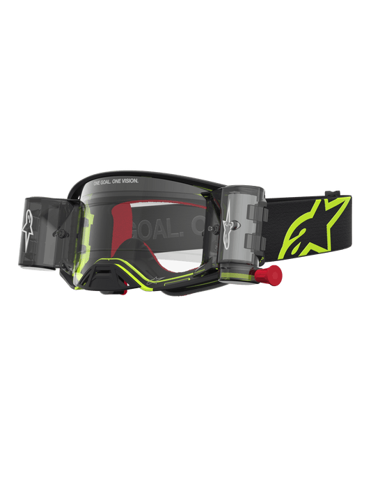 Alpinestars Supertech Firma Roll-Off Lunettes de sécurité Noir Jaune Fluo Transparent