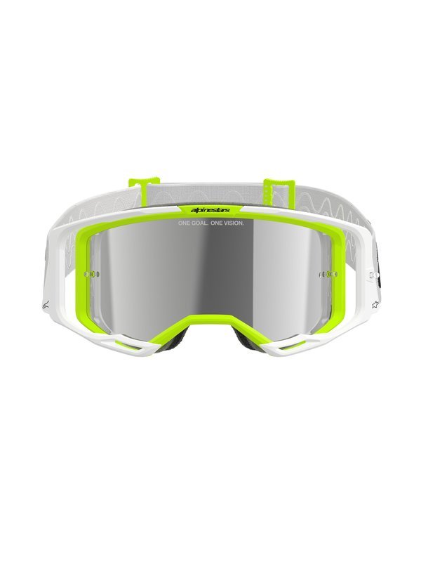 Alpinestars Vision 8 Wordmark Goggles White Fluorescent Yellow Silver Mirror - MxProStoreParts