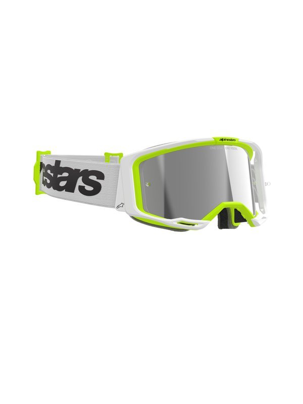 Alpinestars Vision 8 Wordmark Goggles White Fluorescent Yellow Silver Mirror - MxProStoreParts