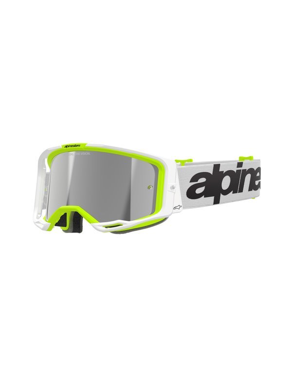 Alpinestars Vision 8 Wordmark Goggles White Fluorescent Yellow Silver Mirror - MxProStoreParts