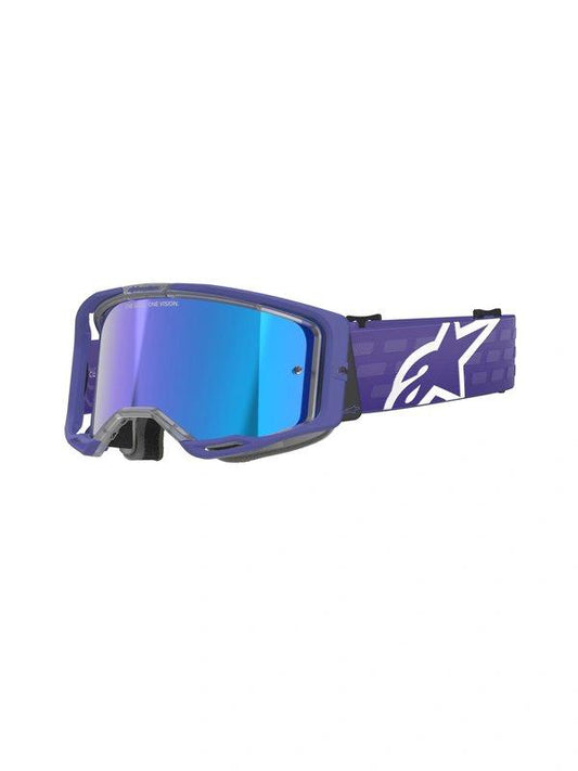 Alpinestars Vision 8 Purple Motocross Visor with Blue Mirrored Lens