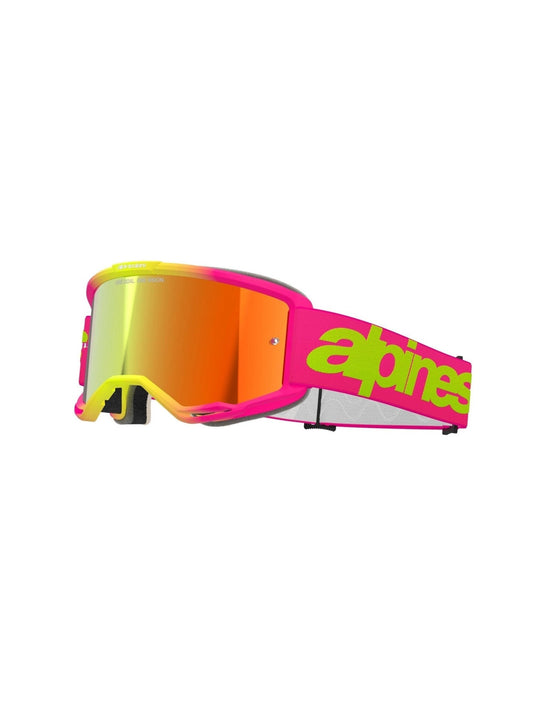 Alpinestars Goggle Vision 5 WORDMARK Rose et Jaune Fluo Miroir Rouge/