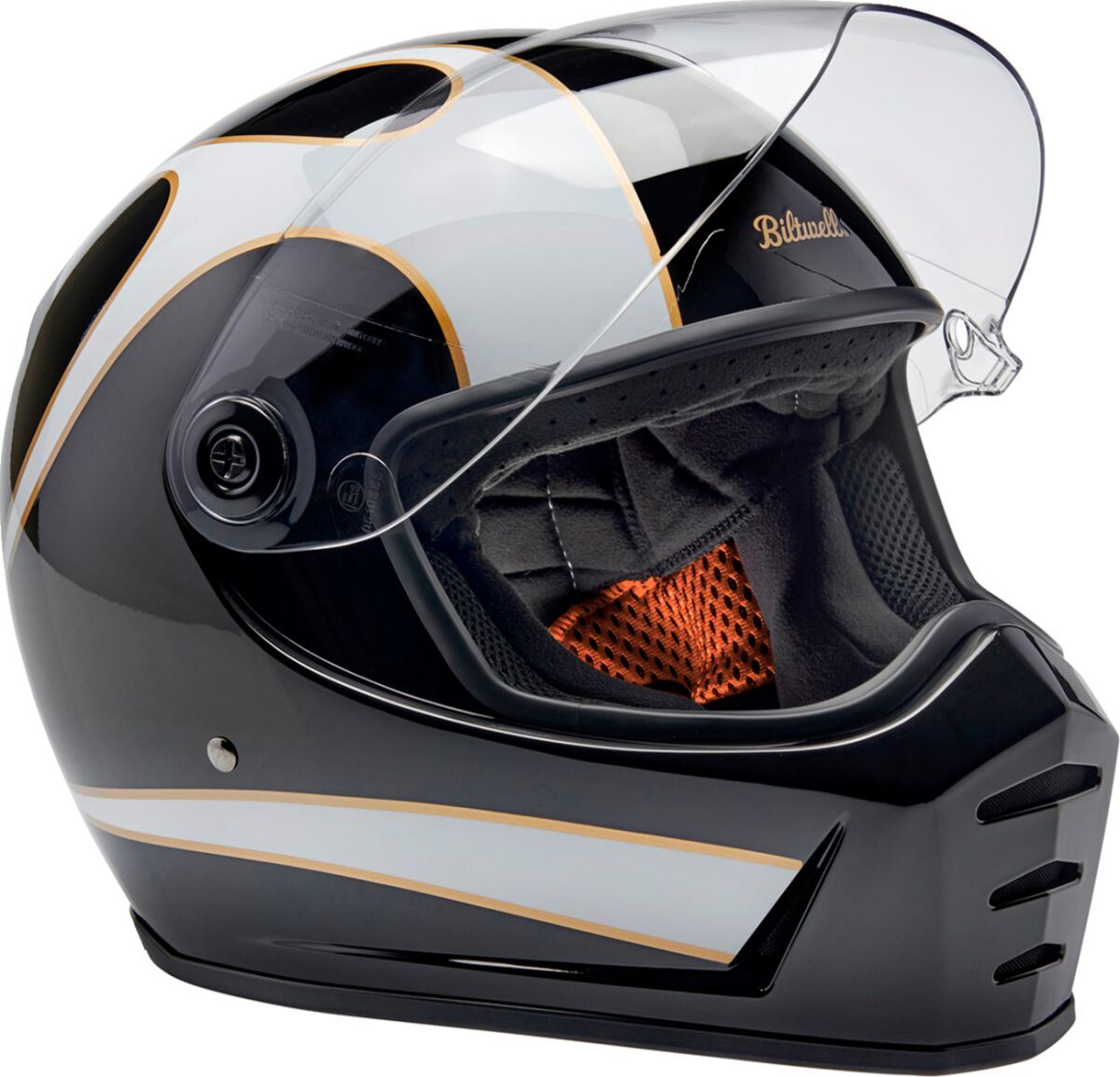 BILTWELL Lane Splitter integraalhelm zwart/wit glanzend — maat S - MxProStoreParts