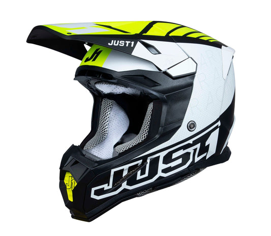 Just1 Casque J-22 F Dynamo Jaune Fluo/Blanc/Noir 