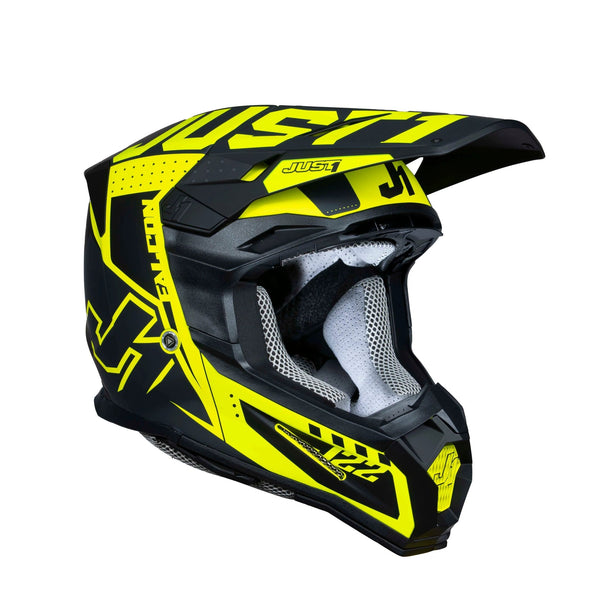 Casco Just1 J-22 F Falcon Titanio/Negro/Amarillo Flúo - MxProStoreParts