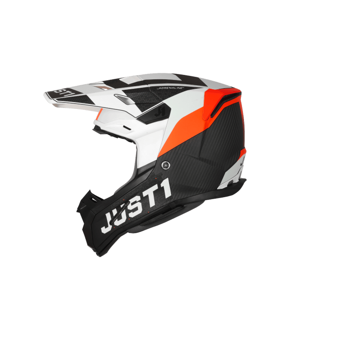 Just1 J-22 C Casque de Motocross Adrenaline Orange Blanc Carbone Mat - MxProStoreParts