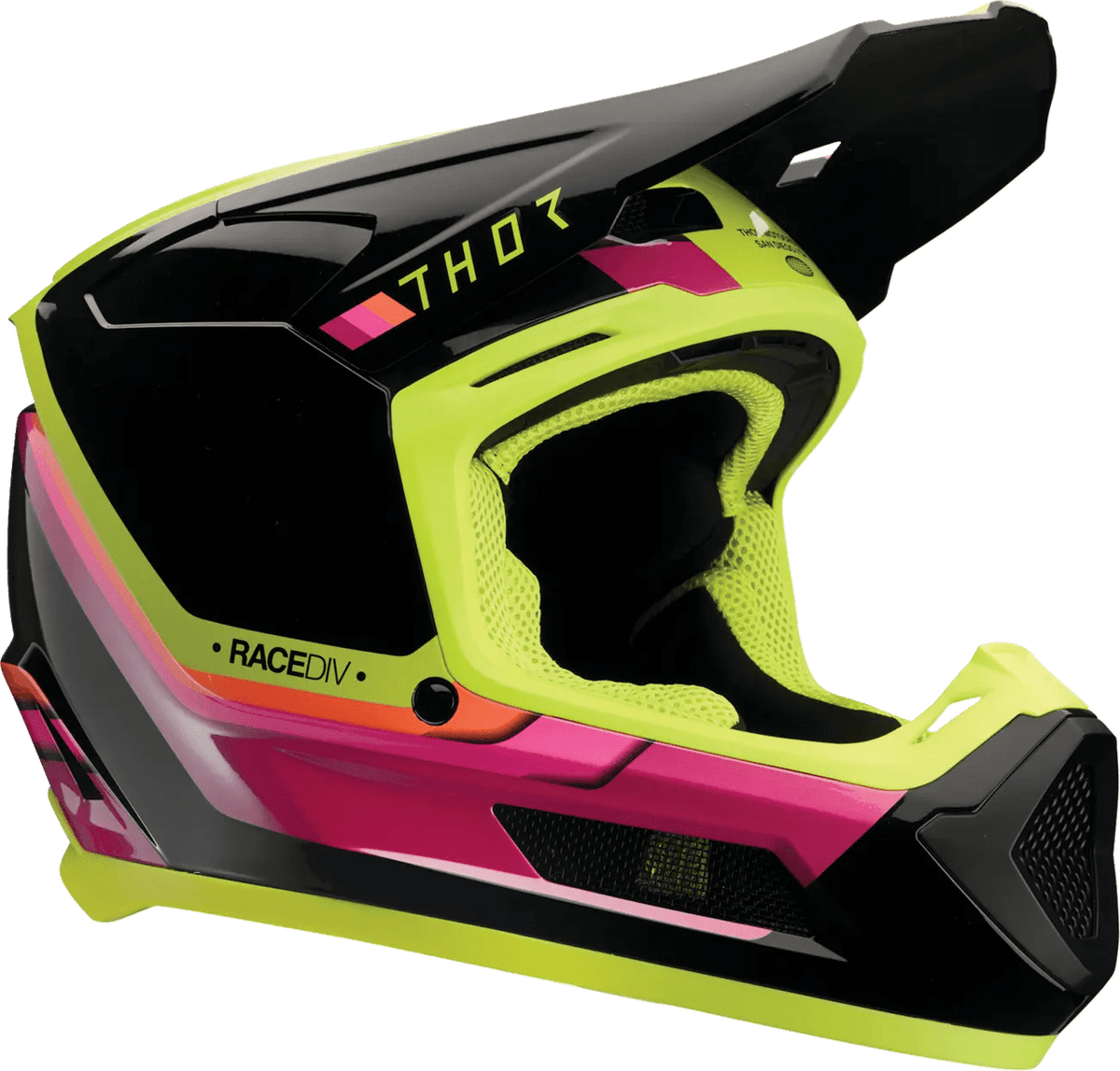 THOR Fleet Defy casco de cross para jóvenes – Negro/Naranja/Rosa/Amarillo fluorescente - MxProStoreParts