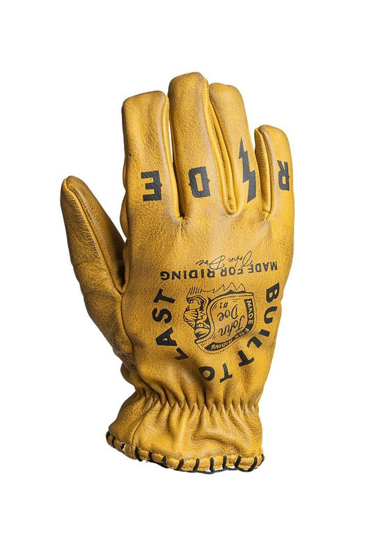 JOHN DOE Coyote leren herenhandschoenen zwart/geel – maat L
