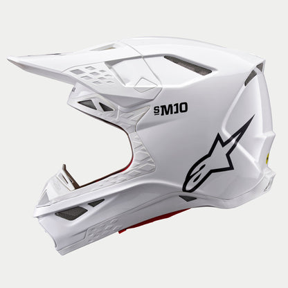 Alpinestars Supertech M10 Solid Helmet ECE 22.06 Gloss White - MxProStoreParts