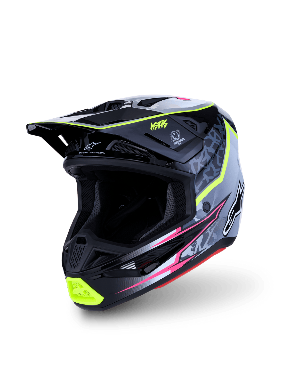 Alpinestars S-M7 Blaster casco ECE 22.06 negro, gris, blanco y amarillo fluorescente brillante - MxProStoreParts