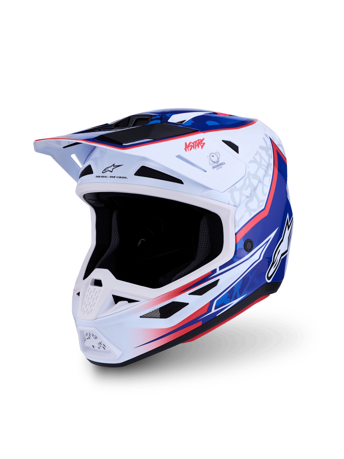 Alpinestars S-M7 Blaster Casque ECE 22.06 Blanc Bleu Rouge Brillant Collection 2027 - MxProStoreParts