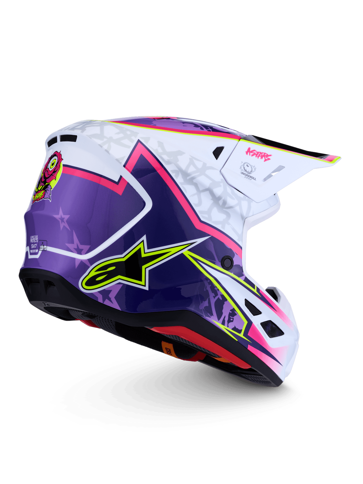 Alpinestars S-M7 Blaster Casque ECE 22.06 Violet Rose Blanc Brillant - MxProStoreParts