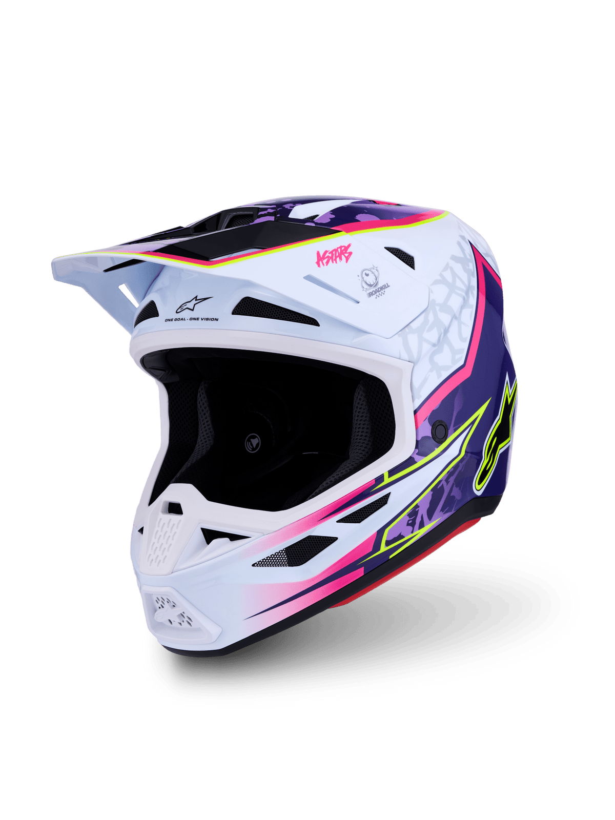 Alpinestars S-M7 Blaster Casque ECE 22.06 Violet Rose Blanc Brillant - MxProStoreParts