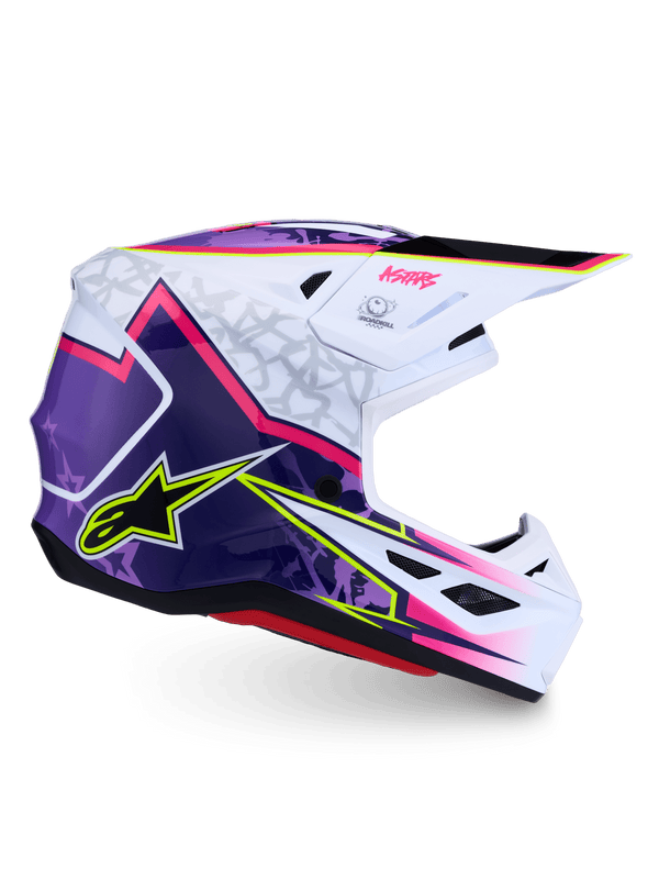 Alpinestars S-M7 Blaster Casque ECE 22.06 Violet Rose Blanc Brillant - MxProStoreParts