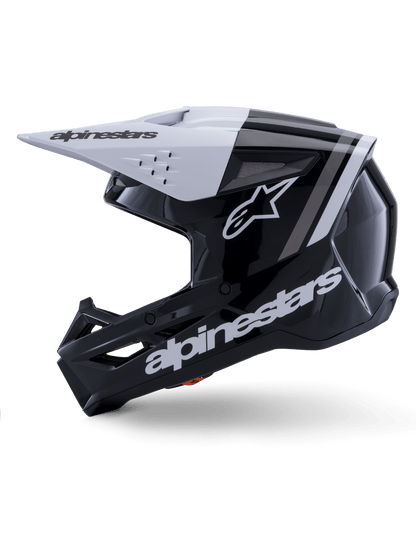 Alpinestars S-M3 Radium Helm ECE 22.06 Schwarz Weiß Grau Glänzend - MxProStoreParts