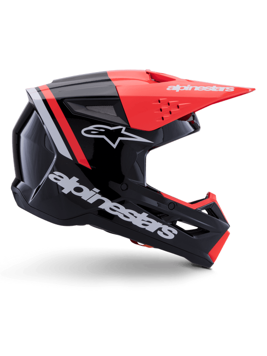 Alpinestars S-M3 Radium Gloss Black, Fluorescent Red and White Helmet