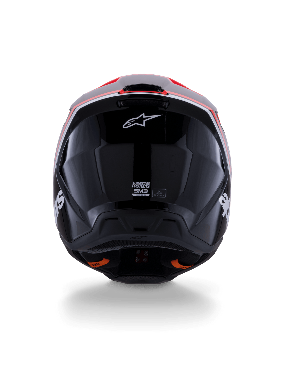 Alpinestars S-M3 Radium Casque brillant noir, rouge fluo et blanc - MxProStoreParts